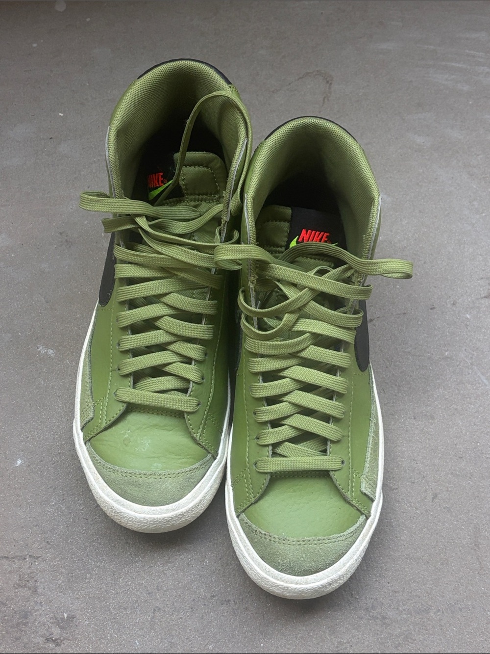 Nike Blazer 77’s  Olive Green Mid-Top Sneakers with Black Swoosh